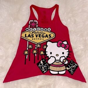 HELLO KITTY Las Vegas Glitter Sharktooth Hankerchief Tank Top S by SANRIO